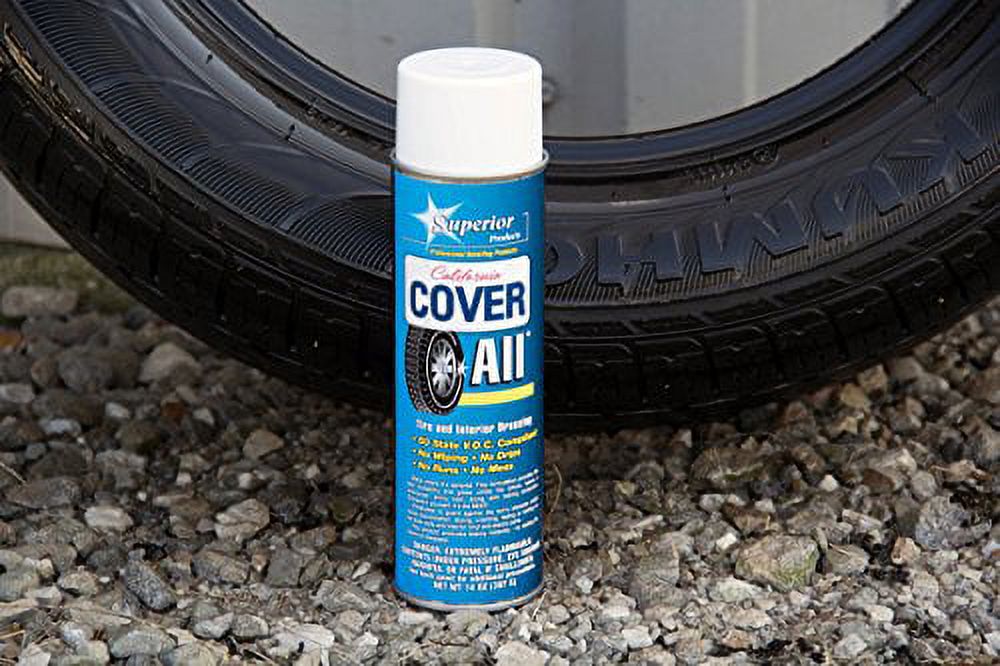 Superior Products California Cover All Automotive Tire Shine Aerosol Spray  Can & Professional Grade -Tire Dressing - High Gloss - Water Repellent &  Made in America (14 oz) 